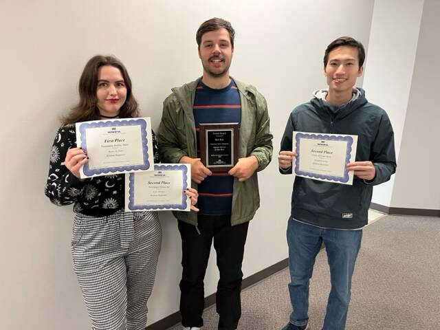 Sound Publishing photo
Bailey Jo Josie, Ben Ray and Benjamin Leung won first, second and third place awards at the 2023 Better Newspaper Contest for their work covering sports, businesses and crime in Renton.