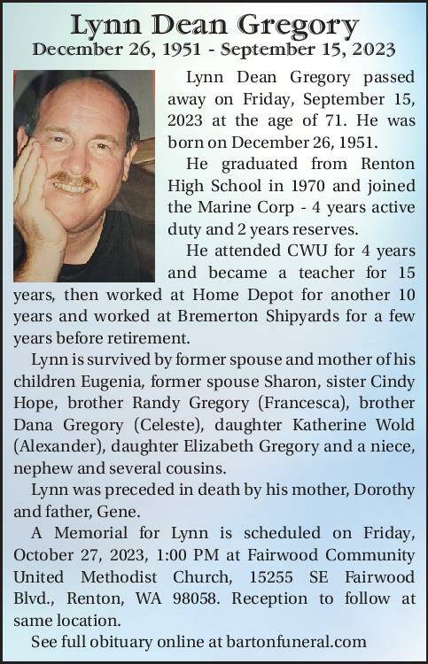 Lynn Dean Gregory | Obituary