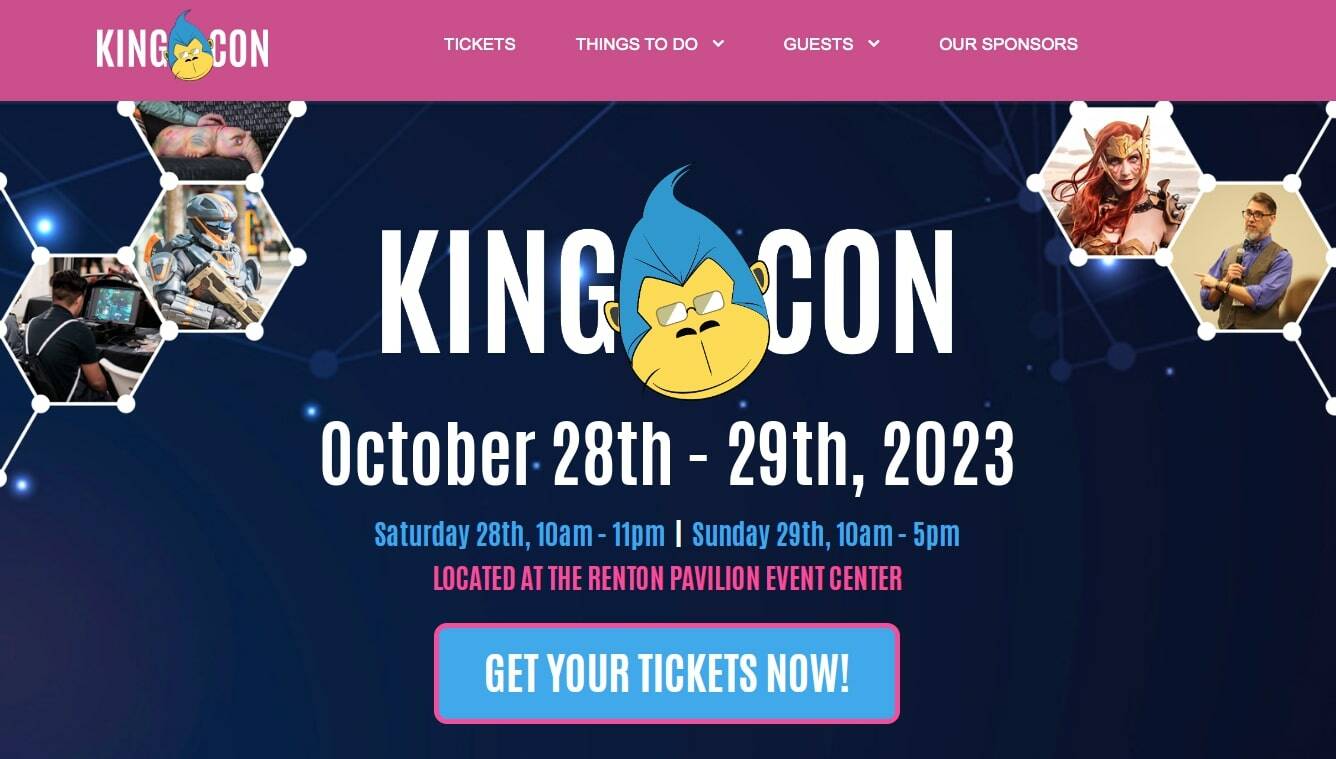 KingCon is coming to the Renton Pavilion Event Center. (Screenshot from KingConNW.com)