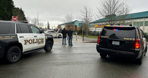 Renton police entered Nelsen Middle School on Dec. 14 after a prank phone call alleged of a firearms threat in the school. (Courtesy of the Renton Police Department.)