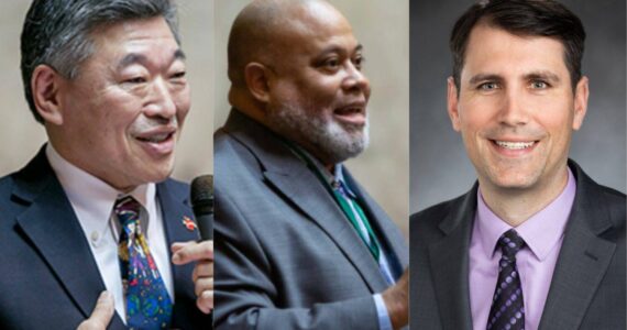 Pictured left to right: Sen. Bob Hasegawa (D), Rep. David Hackney, and Rep. Steve Bergquist (Courtesy of Democratic Caucus)