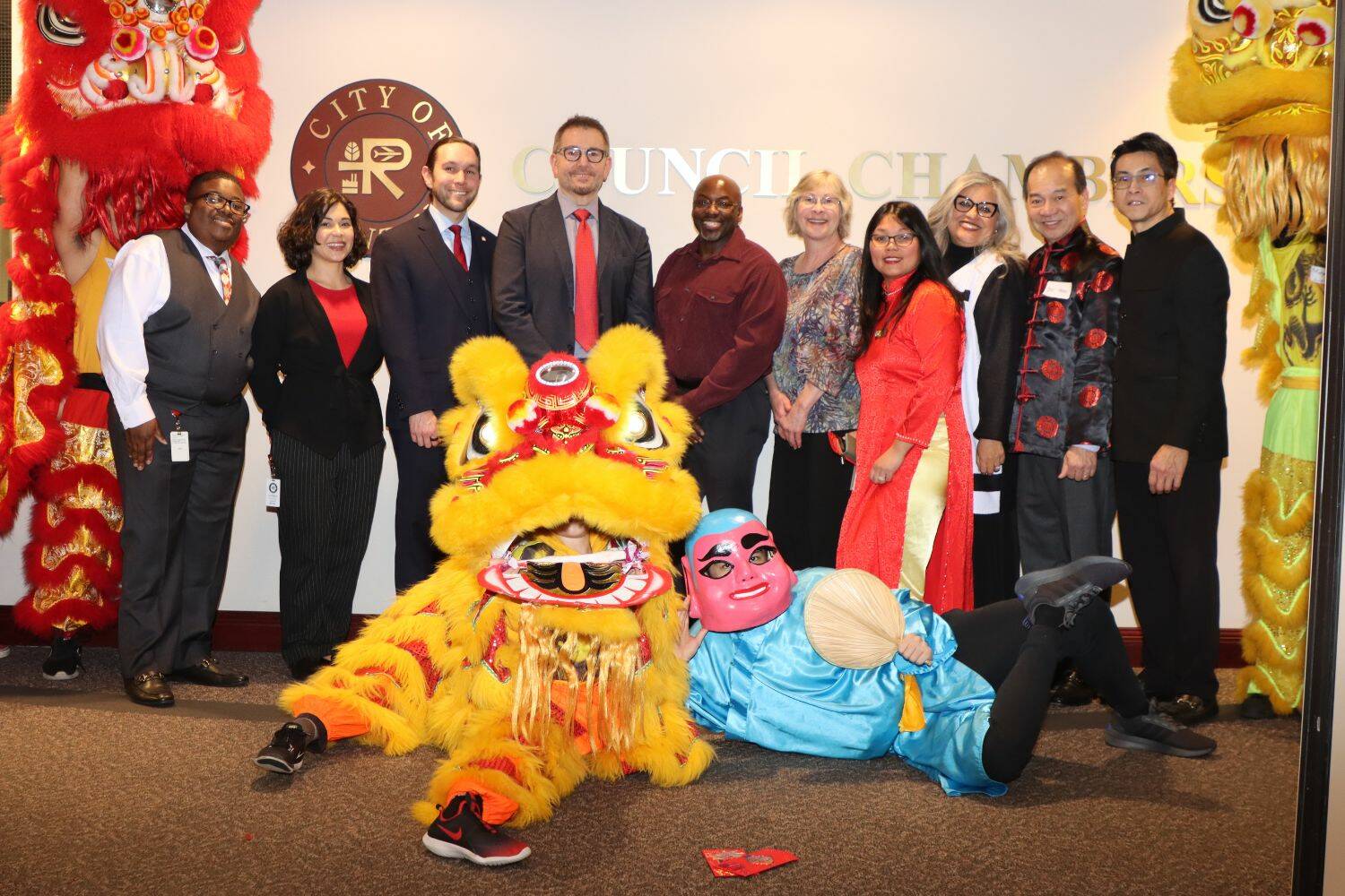 Courtesy of City of Renton
Renton City Council members pose with Lunar New Year dragons.