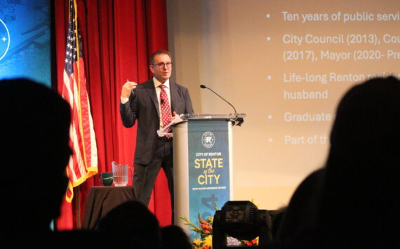 Mayor Armondo Pavone speaks at his second State of the City address. Photo by Bailey Jo Josie/Sound Publishing