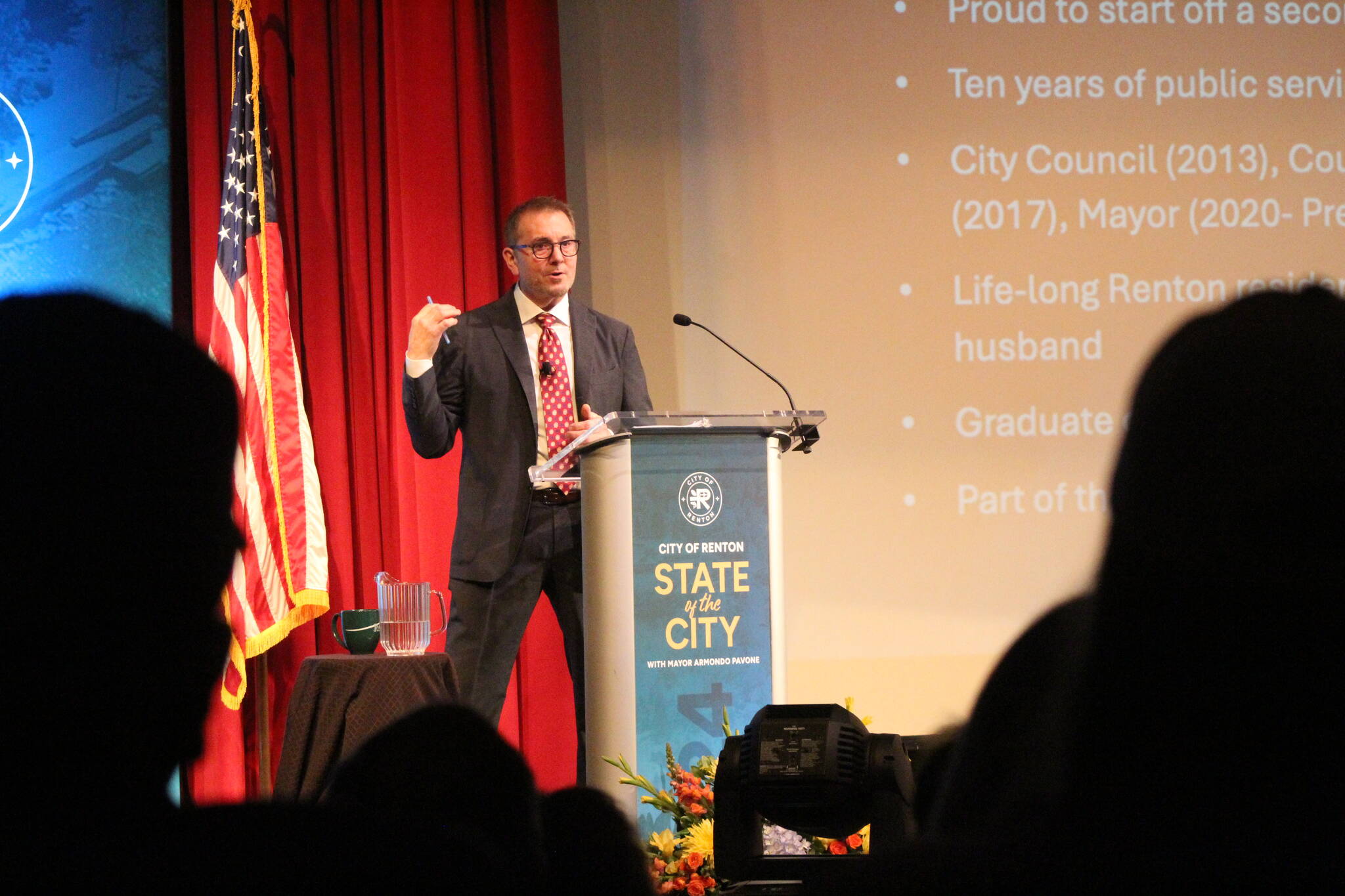 Mayor Armondo Pavone speaks at his second State of the City address. Photo by Bailey Jo Josie/Sound Publishing