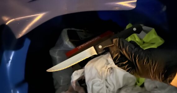 Renton detectives discovered the knife used in the stabbing of a 33-year-old woman in a recycling bin. (Courtesy of the Renton Police Department.)