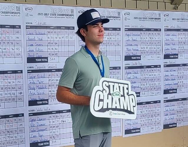 Calvin Cakarnis after winning the state individual title. Photo provided by Matthew Stuart.
