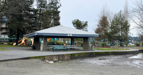 The city has placed a plywood barrier to slow down further erosion to the retaining wall. Photo provided by the city of Renton