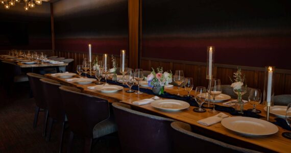 The new live-edge tables are in the private room at the Water’s Table. Photo provided by Hyatt Regency Lake Washington