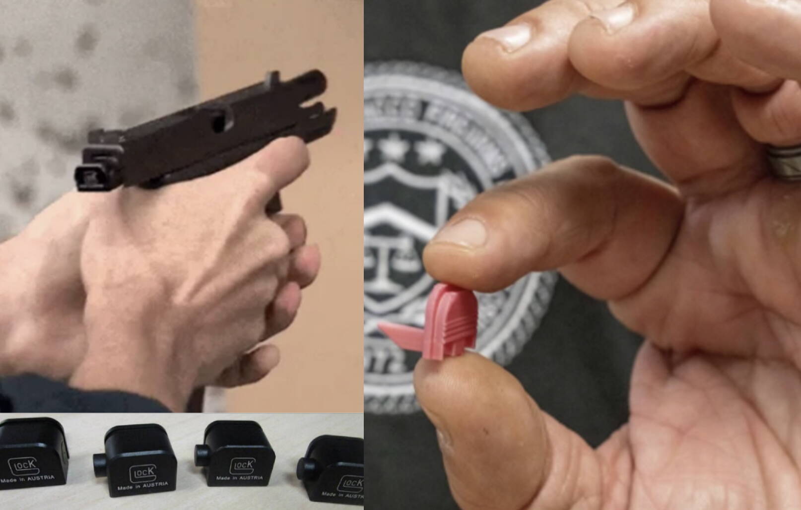 A Glock with a switch and illegal switches not created by Glock. (Screenshot from the lawsuit)