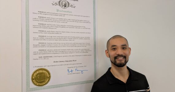 Renton Technical College librarian Di Zhang and the college’s Unity Center hosted the Renton Reporter for a local news panel on Monday, Oct. 27, as part of Media Literacy Education Week. Zhang told The Reporter that he had written to Gov. Bob Ferguson about the importance of media literacy and the governor made a proclamation that Oct. 27-31, 2025, is officially Media Literacy Education Week. For more information on Zhang’s ongoing work, visit <a href="http://libguides.rtc.edu/medialiteracy" target="_blank">libguides.rtc.edu/medialiteracy</a>. Photo by Bailey Jo Josie/Sound Publishing