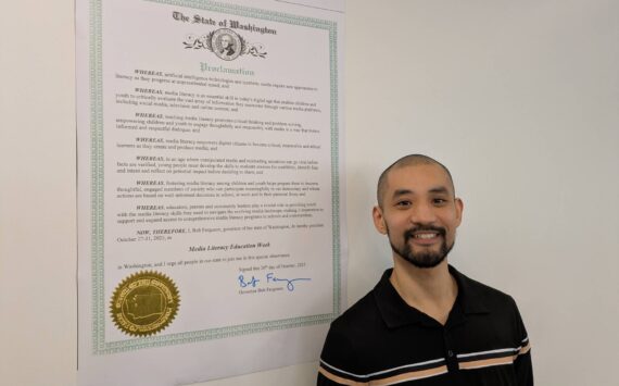 Renton Technical College librarian Di Zhang and the college’s Unity Center hosted the Renton Reporter for a local news panel on Monday, Oct. 27, as part of Media Literacy Education Week. Zhang told The Reporter that he had written to Gov. Bob Ferguson about the importance of media literacy and the governor made a proclamation that Oct. 27-31, 2025, is officially Media Literacy Education Week. For more information on Zhang’s ongoing work, visit <a href="http://libguides.rtc.edu/medialiteracy" target="_blank">libguides.rtc.edu/medialiteracy</a>. Photo by Bailey Jo Josie/Sound Publishing