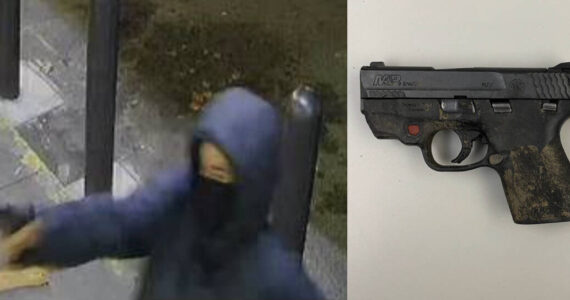 A gun being fired at one of the robberies and a gun found during the arrest of John Bailey-Johnson. Courtesy photos