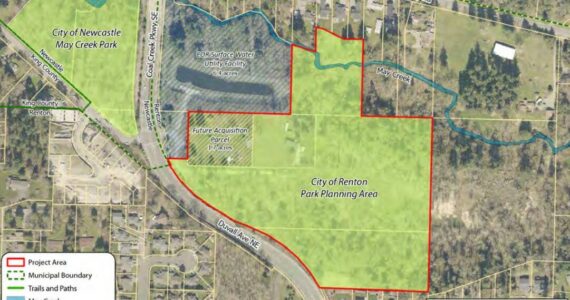 The future Northeast Renton Park will be located off of Duvall Avenue NE, near it’s intersection with Coal Creek Parkway SE. Photo provided by the city of Renton