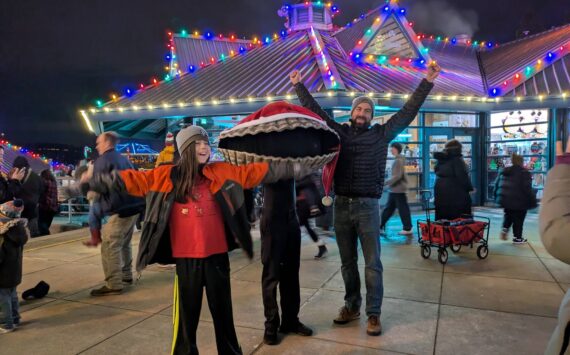 The Ivar’s Clam made an appearance at the 2024 Clam Lights opening night - will the Clam return this year on Dec. 5? Photo by Bailey Jo Josie/Sound Publishing