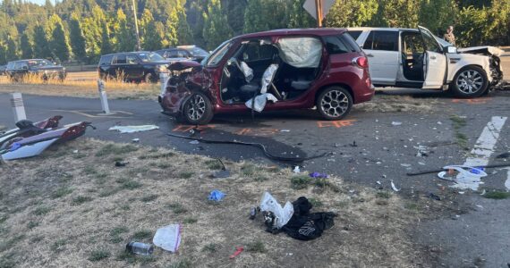 A photo of the fatal crash site. Courtesy of the Renton Police Department.