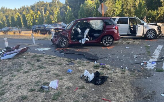 A photo of the fatal crash site. Courtesy of the Renton Police Department.