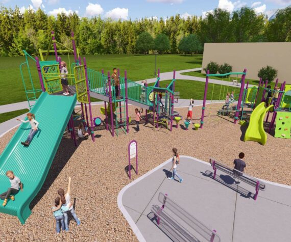 The new playground design, created by Northwest Playground Equipment, will be built at Highlands Park next spring. Photo provided by the city of Renton