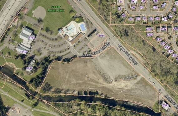 <p>The map outlines the 12.5-acre property that will add to the Cedar River Park. Photo provided by the city of Renton</p>