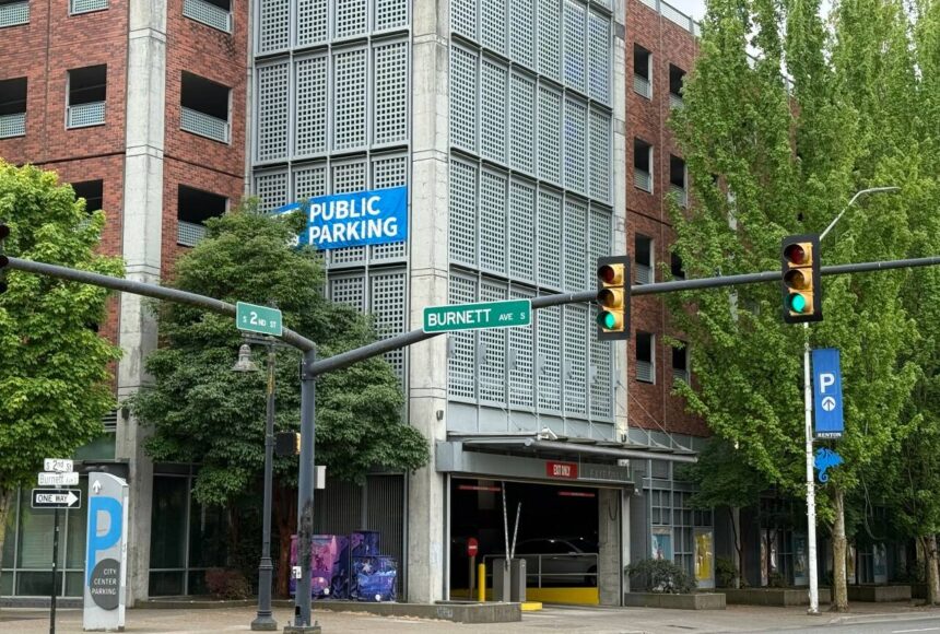 <p>The long, narrow, 0.64-acre property sits between Burnett Place S. and Burnett Avenue S. across from the City Center Parking Garage at 99 Burnett Ave. S., pictured here. File photo</p>