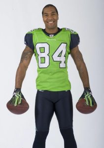 Wide receiver T.J. Houshmandzadeh sports one of the Seahawks' alternate uniforms.