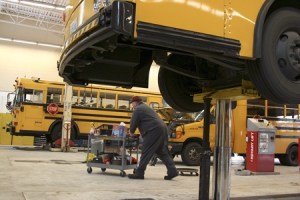 The new transportation center has more garage space for working on buses and comes with three hydraulic bus lifts. The new building opened for use this fall