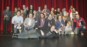 The winners of the Curvee in the fourth Renton FilmFrenzy Curvee Gala gathered for a photo at the conclusion of Tuesday night's event.