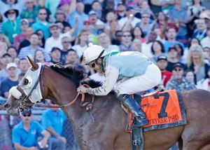 Stryker Phd wins second Longacers Mile in 2015 with Leslie Mawing riding.