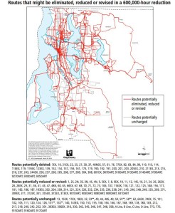 King County Metro released this map today showing the routes affected by a budget shortfall.