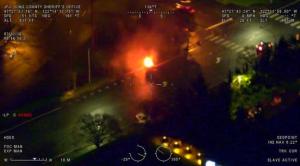 A screen shot from KCSO's Guardian 1 helicopter shows the scene Saturday morning.