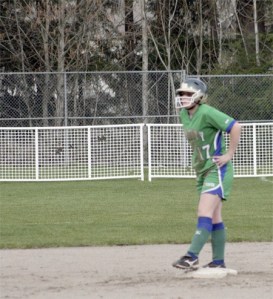 Liberty's Montessa Califano stands on second after stealing the base against Mount Si earlier this season. Califano made the Tri-City Herald's all-state honorable mention team.