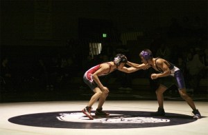 Renton's Aaron Garcia faces off against Foster's Ryan Keo Jan. 20.