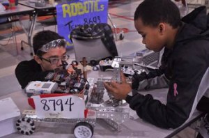 Dimmitt Middle School students compete at a recent robotics competition.