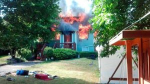 Firefighters battled a blaze in the 1500 block of Talbot Hill Road South on Tuesday.