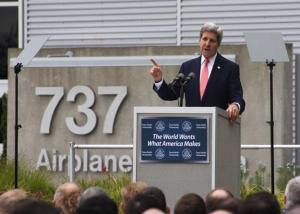 Secretary of State John Kerry speaks Tuesday in Renton.