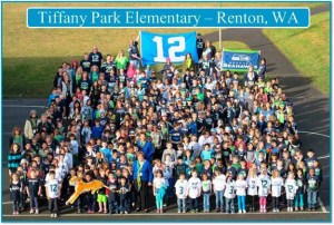 Students and staff at Tiffany Park Elementary School show their 12th Man Pride.