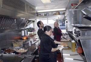 Barbara Pagarigan takes just a second to look back on how her line chefs