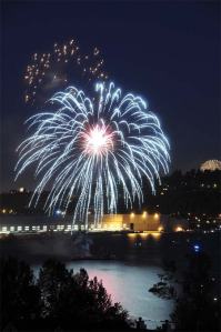 Fireworks lit up the night skies over Lake Washington Monday for Renton’s annual Fourth of July Celebration at Gene Coulon Memorial Beach Park. Warm weather drew thousands of people to the park for a sun-filled day of food