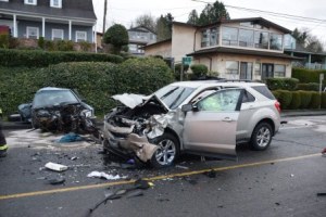 Four people were injured in this serious crash Monday on Rainier Avenue.