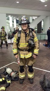 Firefighter Justin Cox prior to his climb.