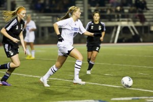 Liberty's Cassidy Nangle takes on Bonney Lake in the 3A state tournament last year.