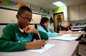 Cascade Elementary students in Hilary Vargas’  fourth-grade class work on a writing assignment.