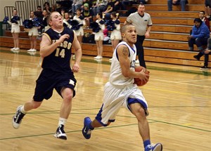 Hazen's Frankie Johnson outruns a Kelso player Feb. 16.