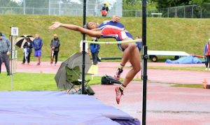 Lindbergh's Aajua Brooks finished third in the high jump at the West Central District Meet this past weekend