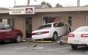A woman drove her car into a building on Logan Avenue Nov. 14.