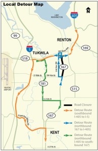 Major closure on SR 167 planned for Aug. 10-13