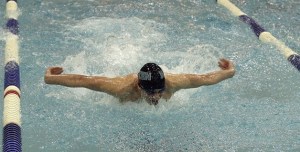 Hazen's Nolan Hoover swims at the Seamount League meet Feb. 4.