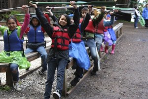 Fifth-grader Shaina Bacani participates in a boating class at Camp Seymour