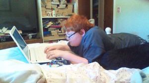 Wilson Jacob works on a creative-writing project