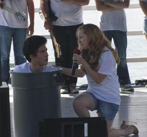 Summer Teen Musical cast members Ryan Hann and Audrey Montague perform a scene from 'The Wedding Singer' at the Fabulous Fourth celebration.