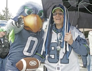 Mary Morgan of Renton poses with Blitz Friday